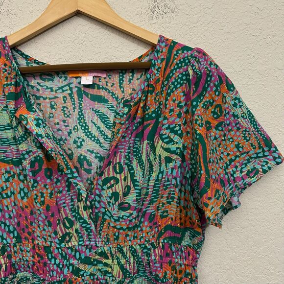 BRITON COURT Willow Maxi Dress Multicolor Tiered Metallic Boho NWOT - Picture 4 of 10